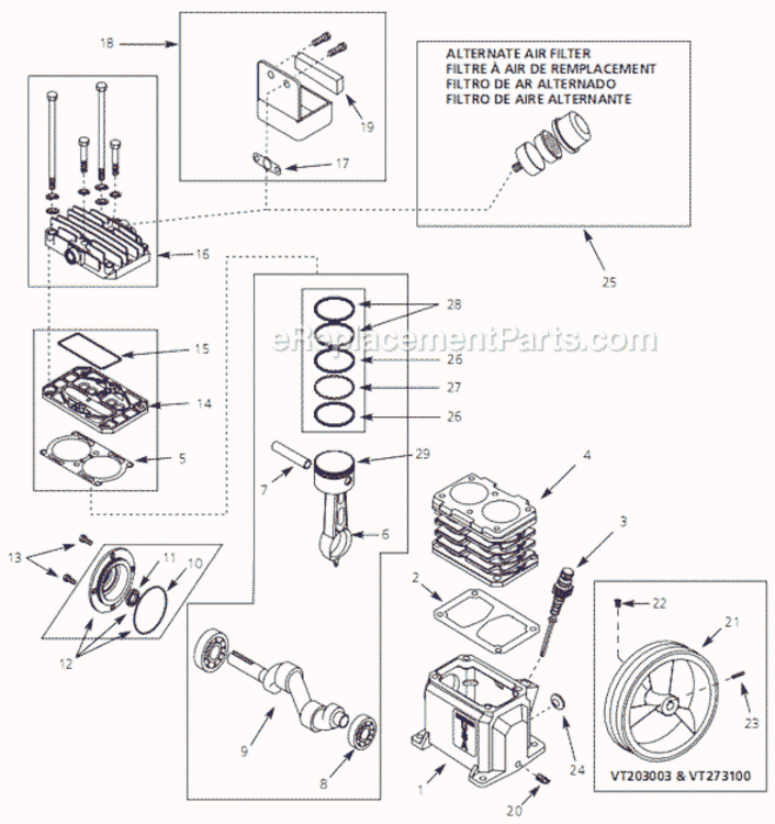Page A Diagram and Parts List for VT470200 2005 Campbell Hausfeld Compressor